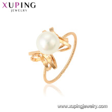 15458 xuping 18k mode plaqué or funky imitation élégante bague de perle pour les dames